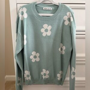 Shein Girls Teal Floral Sweater (13/14)